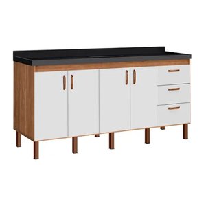 Armário Cozinha Pia Gabinete 174 Cm com 4 Portas e 3 Gavetas:avelato/branco