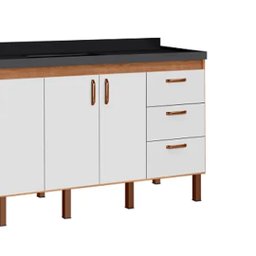 Armário Cozinha Pia Gabinete 174 Cm com 4 Portas e 3 Gavetas:avelato/branco - 4