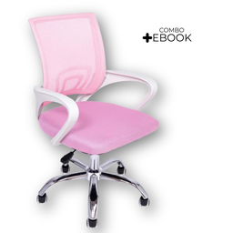 Cadeira de Escritório Begonia Tela Mesh Ergonômica Rosa + E-book - 2