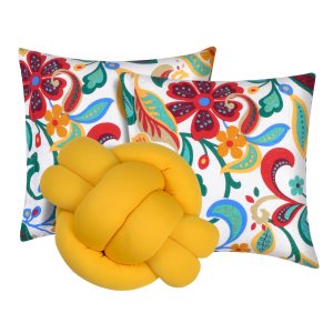 Kit 2 Almofadas Decorativas cheias mais Almofada Nó Amarelo