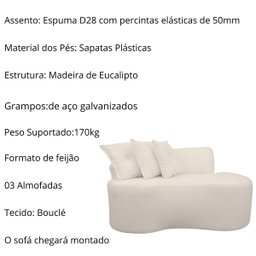 Sofá Curvo 2 Lugares Feijão Orgânico e Poltrona Bouclé Bege + Brindes - 6