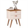 Mesa de Cabeceira Janus Off White Nature 2 Gavetas Pés Palito Retrô Sal - 1