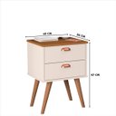 Ver imagem 3 de Mesa de Cabeceira Janus Off White Nature 2 Gavetas Pés Palito Retrô Sal
