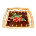Ver imagem 2 de Bandeja Quadrada Morango Rattan e Ceramica Artesanal