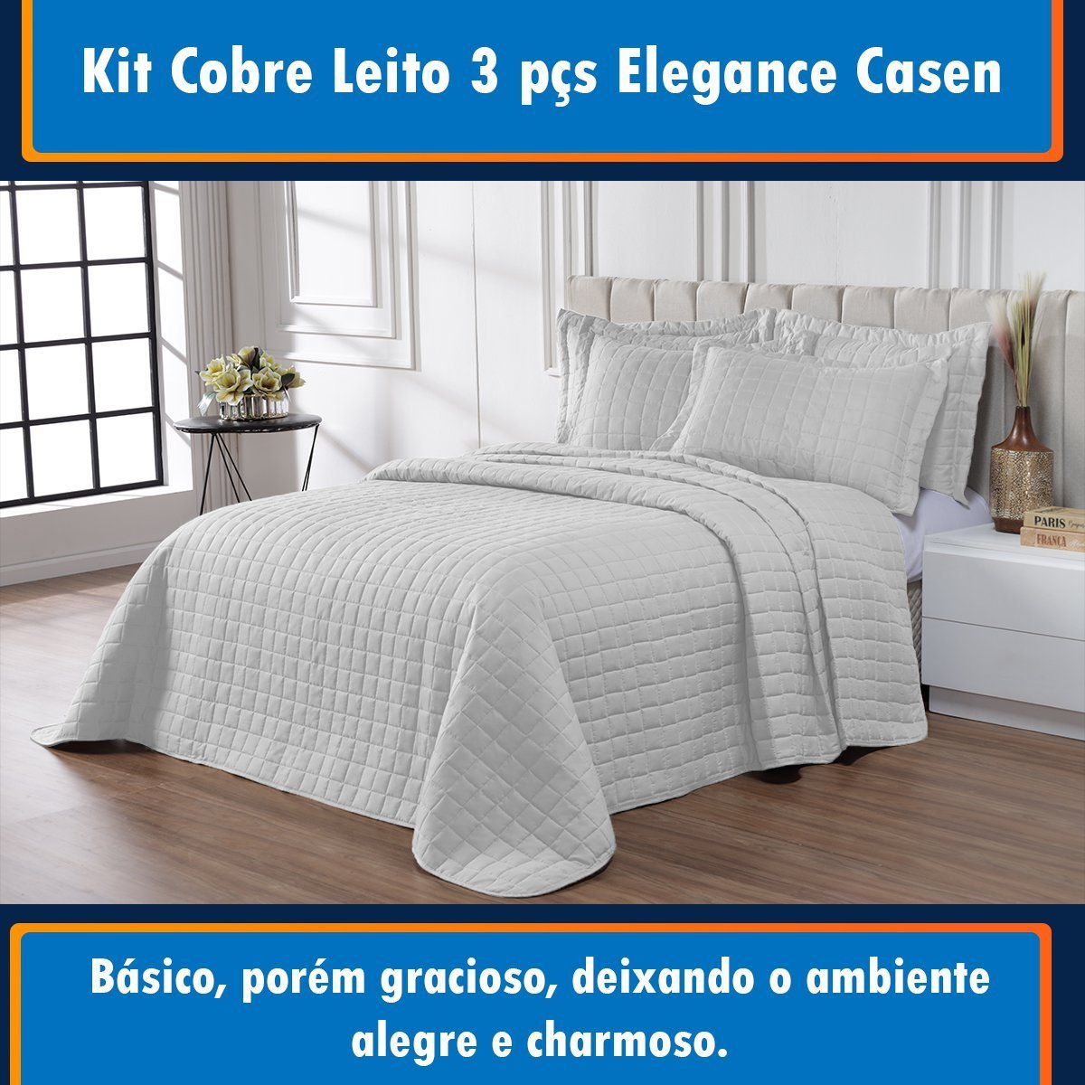 Kit Cobre Leito Elegance 3pçs Casal Queen Casen Cor:Branco - 2