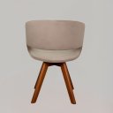 Ver imagem 2 de Poltrona Estofada Giratória Decorativa Base Madeira Maciça Oliva Hope Veludo Cinza Claro