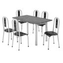 Ver imagem 2 de Conjunto Sala de Jantar Mesa com 6 Cadeiras Tampo de Granito e Aço Fernanda Branco/Preto Floral