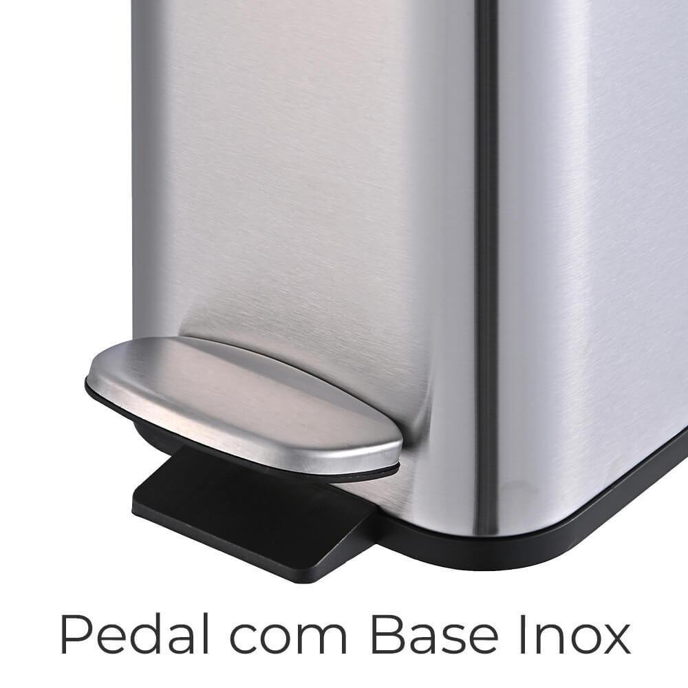 Lixeira para Banheiro e Cozinha Inox Retangular Frame 5 Litros - Brinox - 2