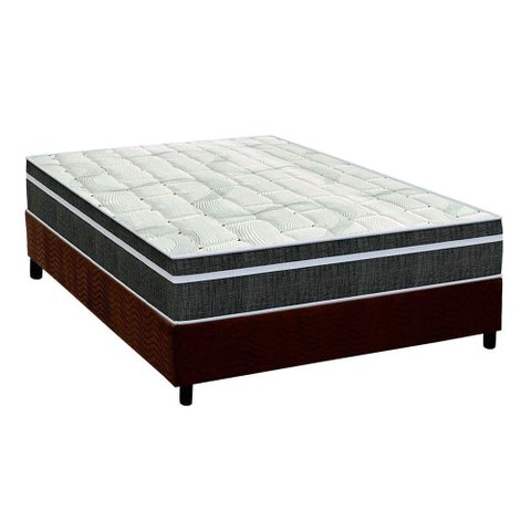 Cama Box Casal: Colchão Molas Orthoflex Bonnel Venezia + Base CRC Suede Marrom(138x188)