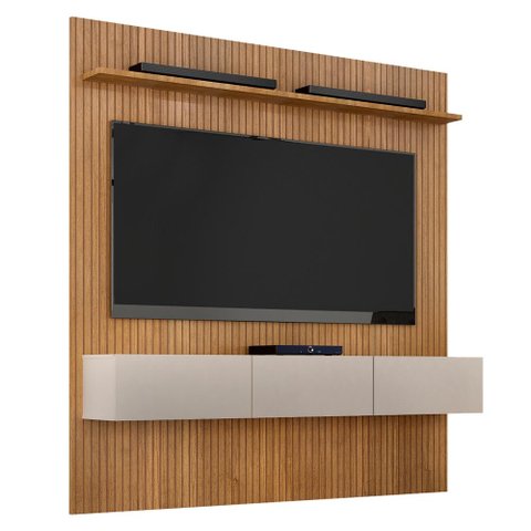 Estante Home para Tv de até 70 Polegadas Curitiba Valdemóveis Cinamomo e Off White