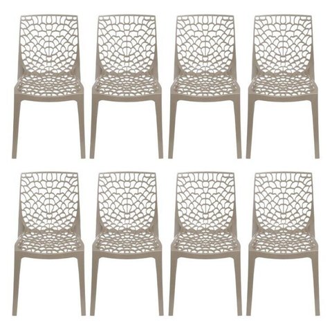 Kit com 8 Cadeiras para Sala de Cadeira Gruvyer Bege/Fendi