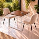 Ver imagem 2 de Mesa de Jantar Reforçada Industrial 70x60cm Tampo Marrom Pés Branco