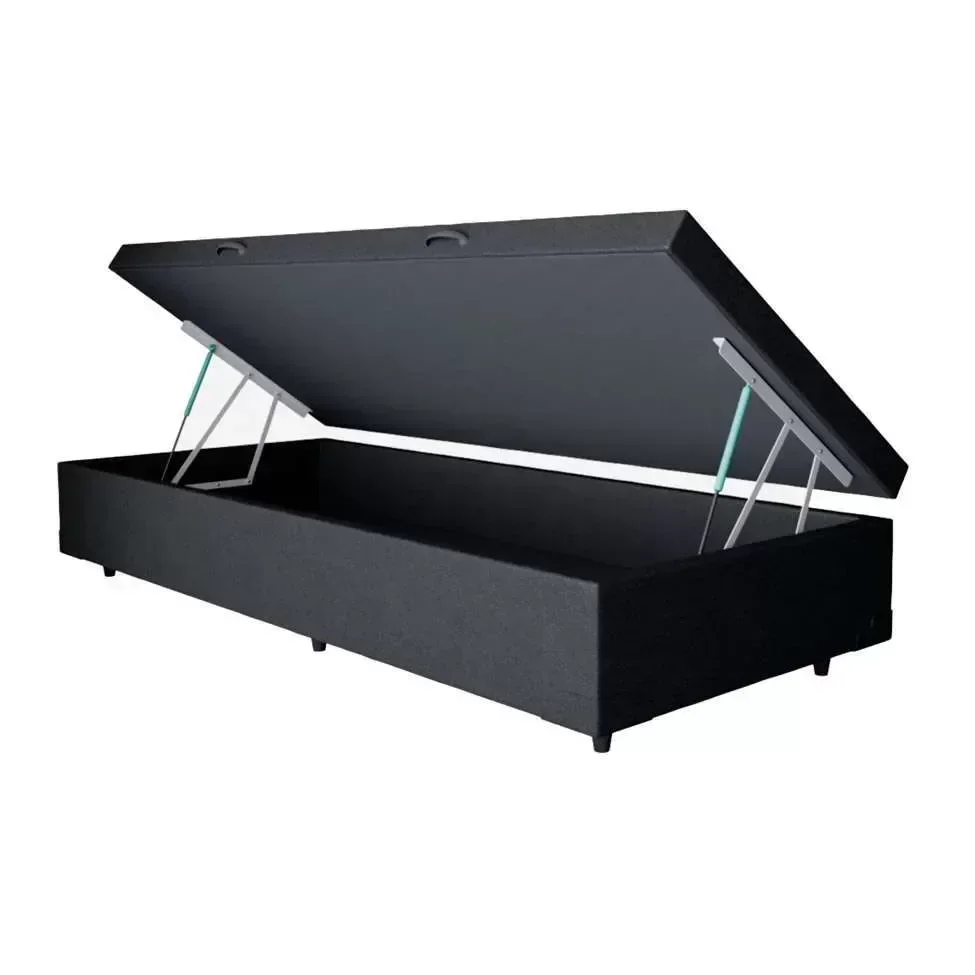 Ver imagem 4 de Cama Box Baú Preto Solteiro Colchão Mola Bonnel + 61x88x188
