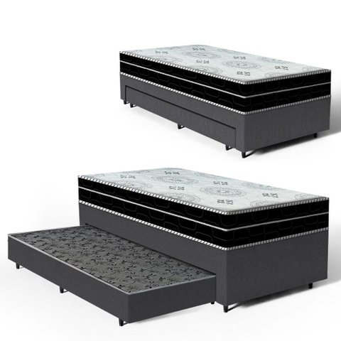 Cama Box com Colchão de Espuma D45 Pillow In Anjos Ortoconfort + Auxiliar de Molas Unique Solteiro