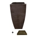 Ver mais imagens de Kit Vaso Planta + Prato 90x45 Moderno Trapézio Polietileno BGPLASTICOS MARROM CAFE 003
