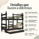 Ver imagem 3 de Treliche Madeira Maciça - Vira 2 Camas - para Colchão 78/88x188cm Multimóveis CR35685 Preto