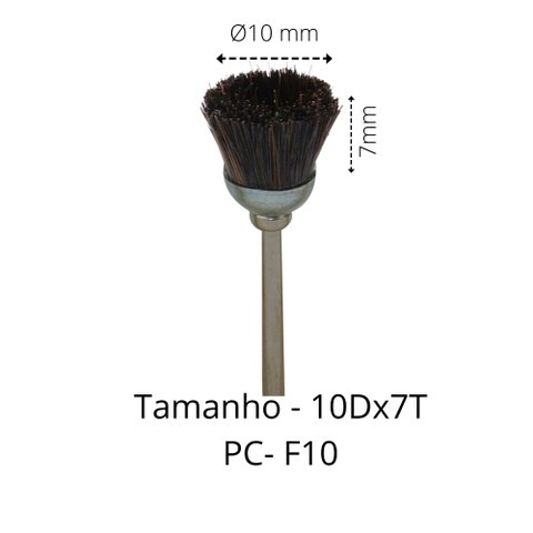Ponta Montada de Crina / Cerdas para Polimento Politone Crina Animal Pc-f10 (cônico Ø10xø15x7mm)