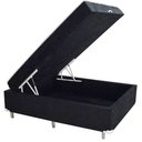 Ver imagem 1 de Cama Box Baú Blindado Casal Conjugado Ortopédico Suede Preto 45x138x188
