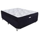 Ver imagem 2 de Cama Box Baú Blindado Casal Conjugado Ortopédico Suede Preto 45x138x188
