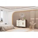 Ver imagem 1 de Cômoda Sirius 5 Gavetas MDF-MDP Puxador MDF Imbuia Champanhe Vila Rica