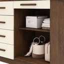 Ver imagem 4 de Cômoda Sirius 5 Gavetas MDF-MDP Puxador MDF Imbuia Champanhe Vila Rica