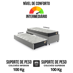 Bicama Box Viúva para Colchão 120x203 Courino Linho Cinza com 2 Colchões Adapto Ecoflex - 6