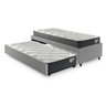 Bicama Box Viúva para Colchão 120x203 Courino Linho Cinza com 2 Colchões Adapto Ecoflex - 1