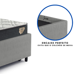 Bicama Box Viúva para Colchão 120x203 Courino Linho Cinza com 2 Colchões Adapto Ecoflex - 8