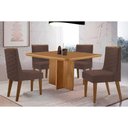 Ver imagem 1 de Sala Jantar Mesa Berlim Tampo Curvo 90cm+4 Cadeiras Dafne Madeira Naturale - Capuccino/suede Marrom