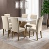 Conjunto de Mesa Sala de Jantar Dubai 1,60m com 6 Cadeiras Off White/Bege/Carvalho Dobuê - 1