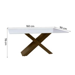 Conjunto de Mesa Sala de Jantar Dubai 1,60m com 6 Cadeiras Off White/Bege/Carvalho Dobuê - 10