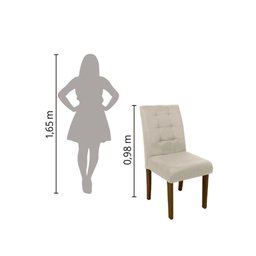 Conjunto de Mesa Sala de Jantar Dubai 1,60m com 6 Cadeiras Off White/Bege/Carvalho Dobuê - 14