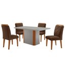 Ver imagem 2 de Mesa de Jantar Isadora com 4 Cadeiras Moderna Mobilia Veludo Marrom/off/nat/serig Off com Vidro