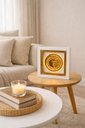 Ver imagem 1 de Quadro Decorativo Oração Ave Maria 28x28cm Led Moldura Branca Dourada Vidro