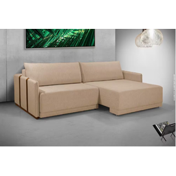 Sofá Cama 3 Lugares Retrátil Espinélio Linho 244 Cm Redenobre:bege - 2