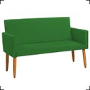 Ver imagem 2 de Kit Namoradeira Decorativa + 2 Poltronas Para Sala Reforçadas + 2 Puff Redondo Suede Verde
