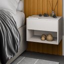 Ver imagem 5 de Kit 2 Mesas de Cabeceira Suspensa de Fixar na Parede 1 Gaveta e Nicho- Off White - Lh Móveis