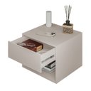 Ver imagem 4 de Kit 2 Mesas de Cabeceira Suspensa de Fixar na Parede 1 Gaveta e Nicho- Off White - Lh Móveis