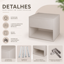 Ver imagem 4 de Kit 2 Mesas de Cabeceira Suspensa de Fixar na Parede 1 Gaveta e Nicho- Off White - Lh Móveis