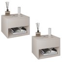 Ver imagem 1 de Kit 2 Mesas de Cabeceira Suspensa de Fixar na Parede 1 Gaveta e Nicho- Off White - Lh Móveis