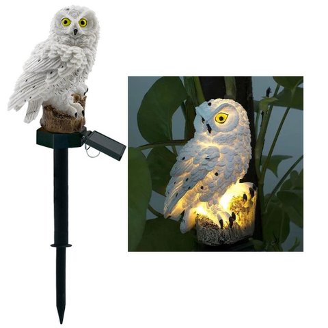 Luminaria Solar Coruja Jardim Quintal Decoraçao Casa Resistente Espeto Enfeite Multiuso Iluminaçao E