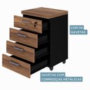 Ver imagem 2 de Gaveteiro Volante Start 4 Gavetas 46.5 cm Nogal Sevilha/Preto Tx Gebb Work