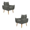 Ver imagem 1 de Kit 2 Poltronas Decorativa Opala Suede Cinza