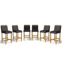 Ver imagem 1 de Kit com 6 Banquetas Eloá Madeira Maciça Assento Estofado para Bancada Courino Preto 503