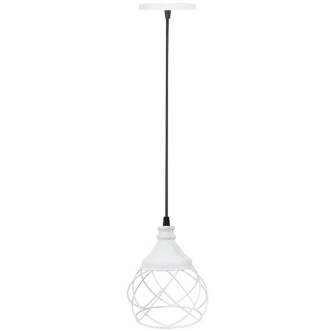Pendente Aramado Esfera Balonê Branco Lustre Luminária Teto Regulável Sala Cozinha Industrial Agp Ag