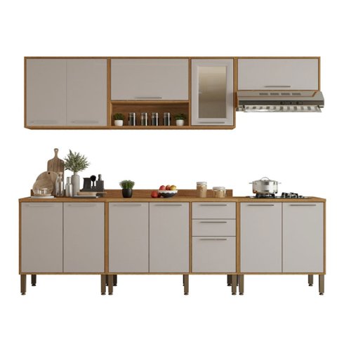 Cozinha Compacta para Cooktop 6 Peças 12 Portas 2 Gavetas Paris Sallêto Móveis