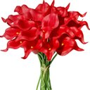 Ver imagem 1 de Kit 10 Buque Flores Artificiais Copos de Leite Real Vermelho