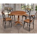 Ver imagem 1 de Mesa Jantar Madeira Maciça Redonda 1m Madalena Rústica com 4 Cadeiras Paris Base Alumínio Castanho