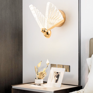 Luminária Arandela Parede 24cm Borboleta Dourada 7 Watts 3 Cores Metálica Gimpo Kjbd-083-gold