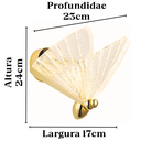 Ver imagem 7 de Luminária Arandela Parede 24cm Borboleta Dourada 7 Watts 3 Cores Metálica Gimpo Kjbd-083-gold